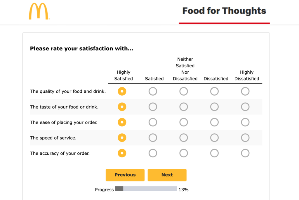 McDonalds survey